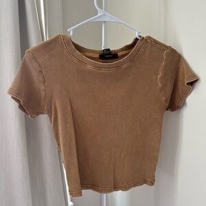 Forever21 Mustard Cropped Ribbed Top
